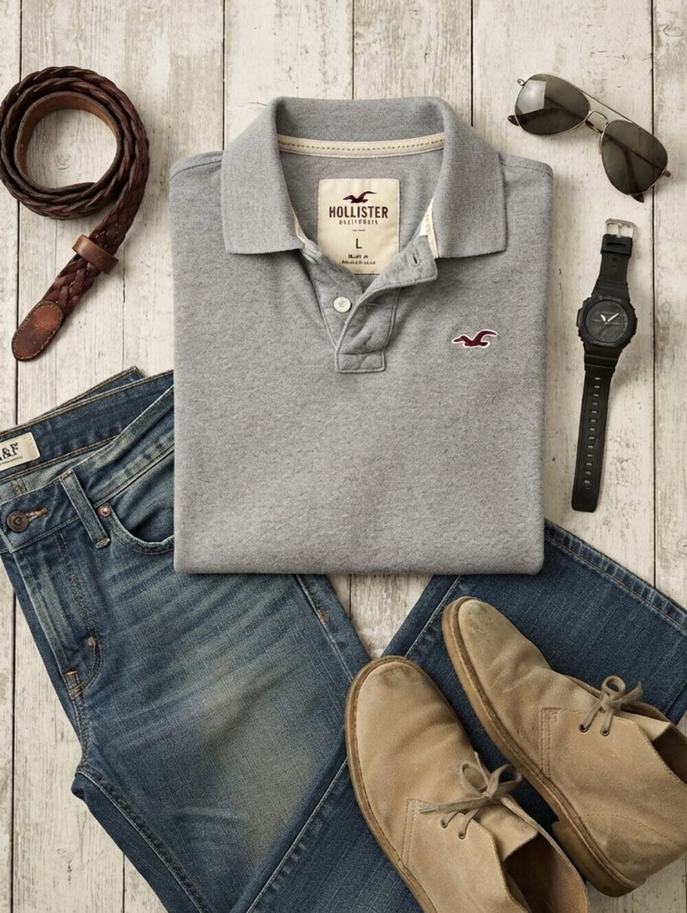 Y2K Hollister Gray Polo Short Sleeve Shirt